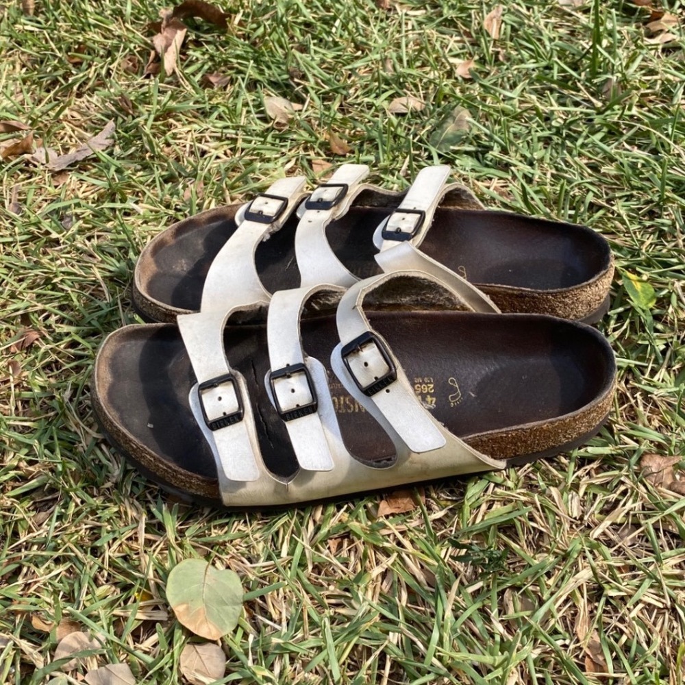 Birkenstock Florida White Three Strap Sandals Slides Size 41 L10 M8